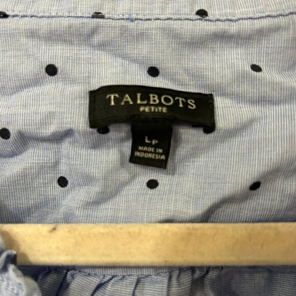 Talbots Blue Polka Dot Half Button Long Sleeve Blouse Shirt Top Size Large - Picture 3 of 3